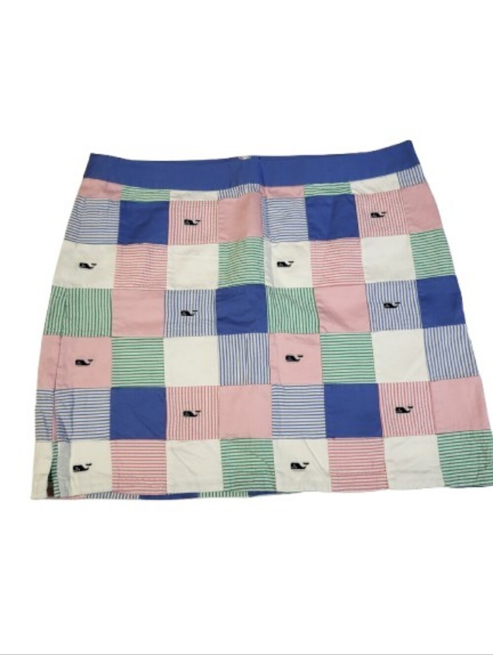 Vineyard Vines Patchwork Whale Print Seersucker Mini Skirt Cotton Resort Tennis